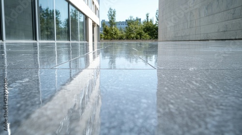 Polished Patio Reflecting Modern Building