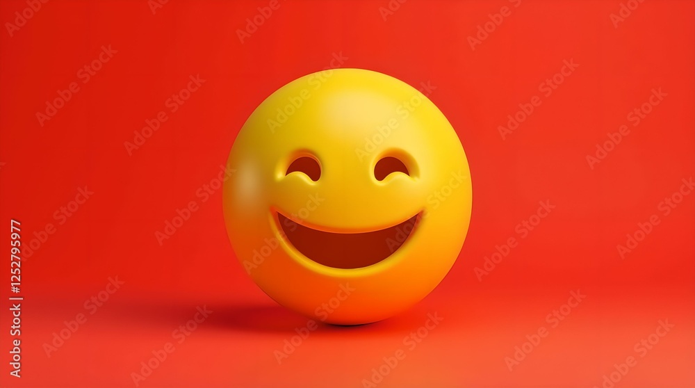 Fototapeta premium A bright smiley face is a cheerful character on a bright red background, bringing joy and fun to any environment.