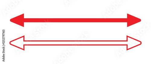 double side long and thin arrow icon set. flat style left and right long arrow icon. vector illustration.