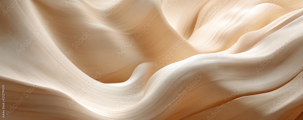 Fototapeta premium Flowing abstract beige silk folds, soft texture. Elegance and luxury concept