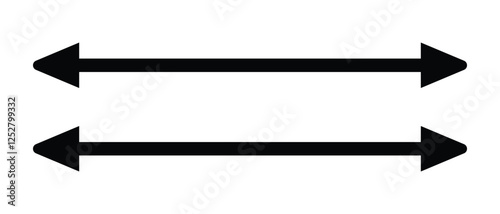 double side long and thin arrow icon set. flat style left and right long arrow icon. vector illustration.