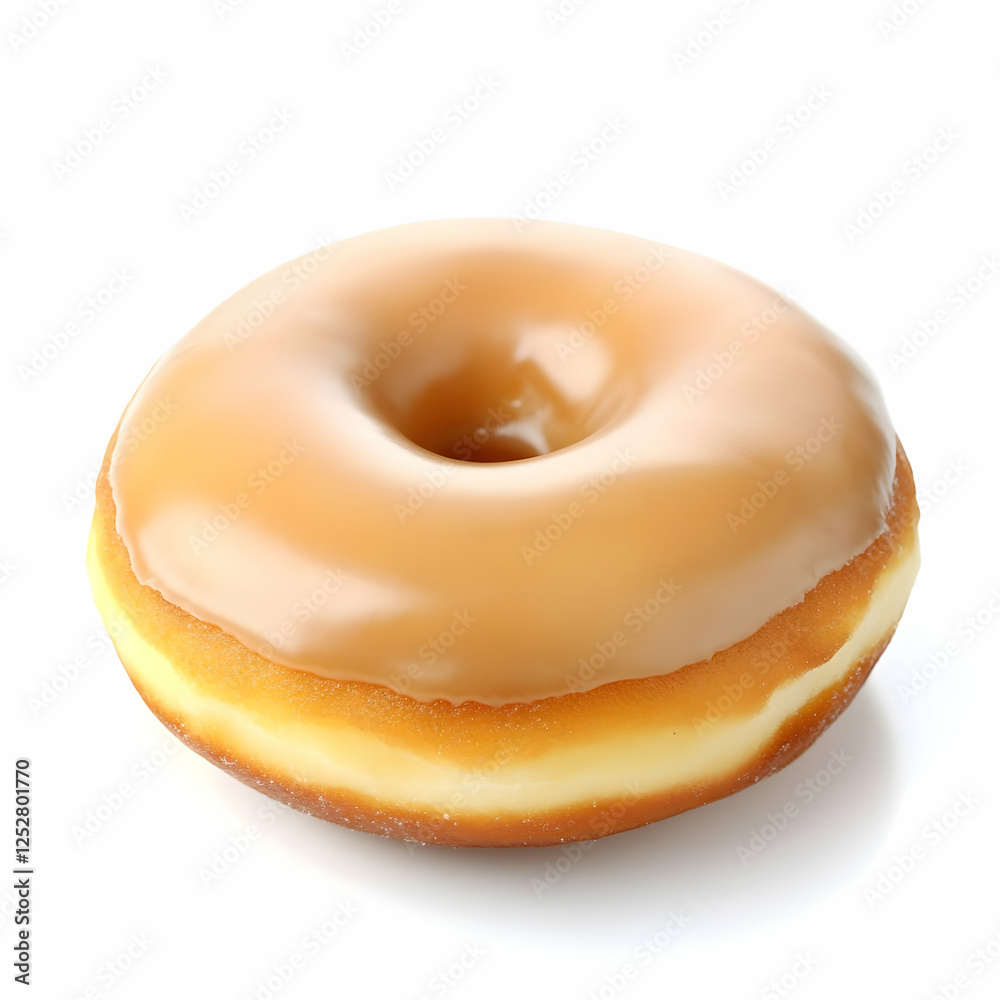 Caramel glazed donut, isolated, white background, sweet treat Caramel glazed donut, isolated, white background, sweet treat