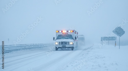 Wallpaper Mural An ambulance navigates through a heavy snowstorm, highlighting the challenges of emergency response in severe winter weather. Torontodigital.ca