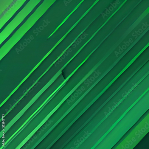 The image features a gradient of green and dark green diagonal stripes set against a dark green background. The lines create a dynamic and modern visual effect.