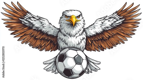 Eagle Mascot Holding Soccer Ball photo