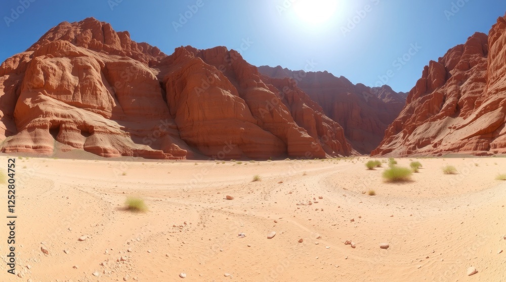 Stunning Desert Canyon Landscape Under Bright Sun Stunning Desert Canyon Landscape Under Bright Sun