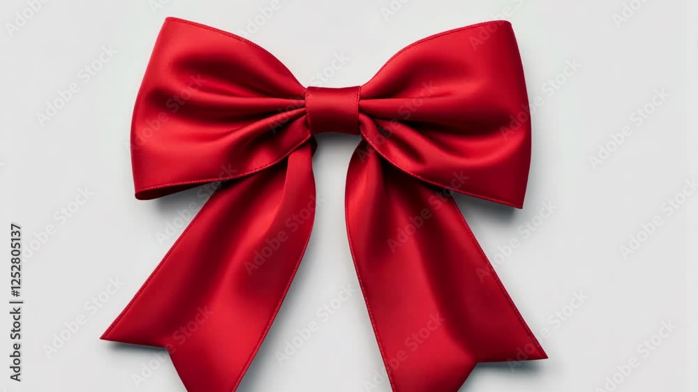 Elegant red ribbon bow on a plain background for gift wrapping or decoration Elegant red ribbon bow on a plain background for gift wrapping or decoration