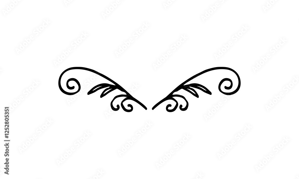 Fototapeta premium Doodle hand-drawn flourish symbol shape vector decoration element.