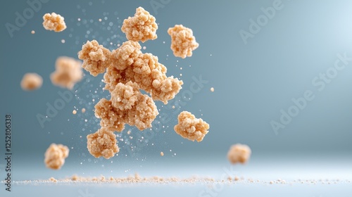 Crunchy Granola Clusters Falling, Studio Shot, Food Photography, Packaging Design