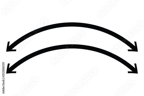double wave long curved arrow icon. double arrow icon on white background.
