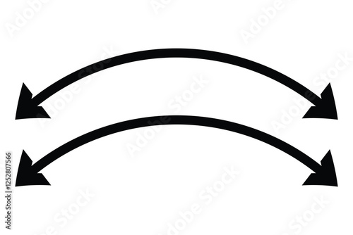 double wave long curved arrow icon. double arrow icon on white background.