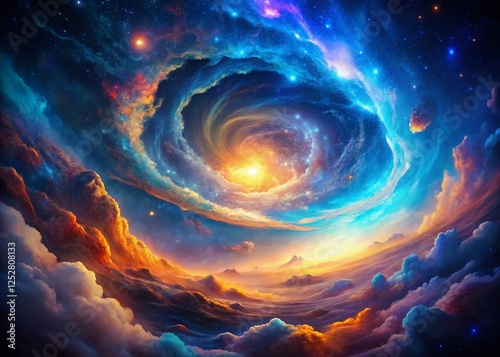 Abstract Blue Background Texture:  Deep Ocean Hues,  Digital Art,  Cosmic Nebula