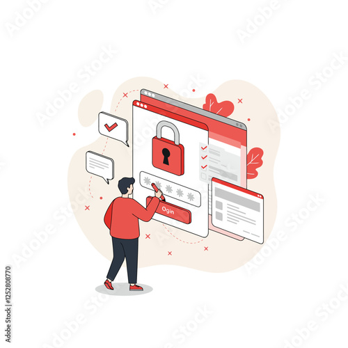 Secure Online Login Process Illustration User Interface Design