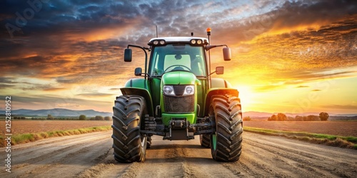 Modern agricultural tractor with front view, agriculture, vehicle, machinery, farm, equipment, technology, industrial, rural