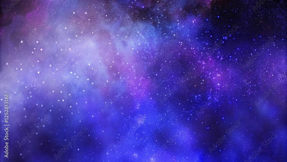 Obraz premium Abstract background with purple and blue lights, stars, and silver glitter, creating a dreamy, de-focused effect.