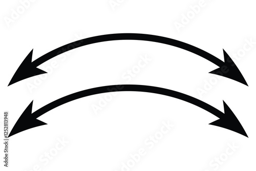 double wave long curved arrow icon. double arrow icon on white background.