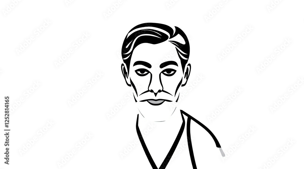 A graceful and elegant medical doctor icon with refined features.