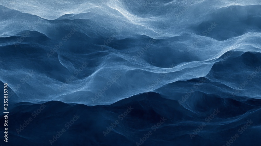 Obraz premium Abstract ocean waves in deep blue hues, fluid movement. Tranquil nature and art concept