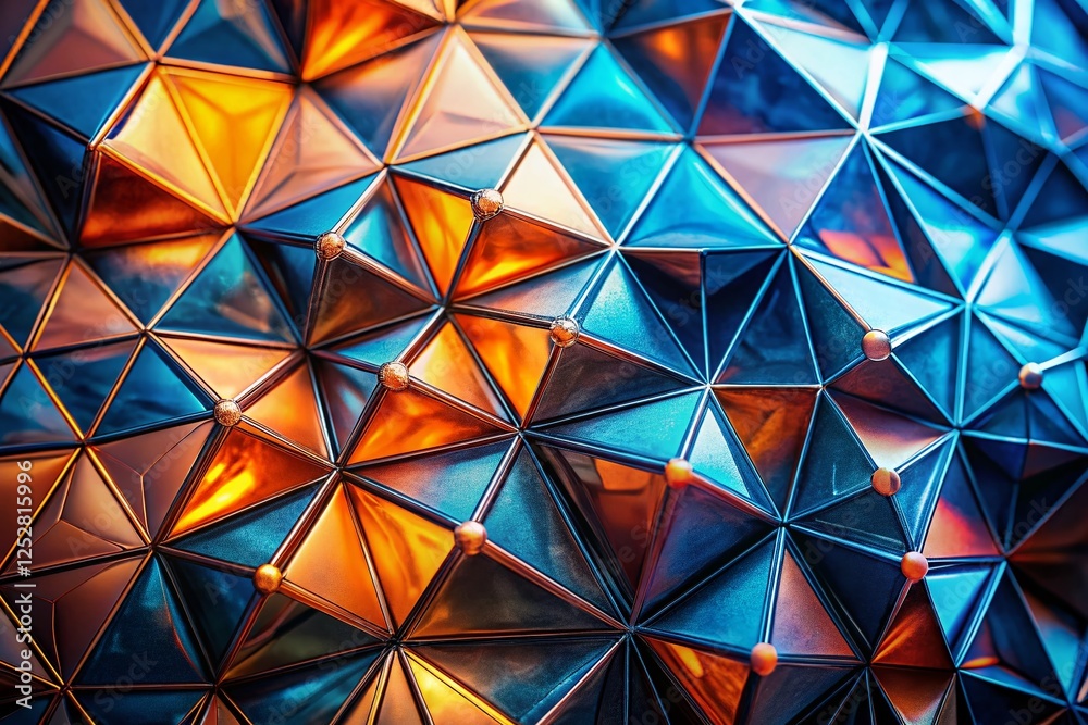 Abstract Geometric Macro Background: Vibrant Blue & Orange Triangles and Polygons Abstract Geometric Macro Background: Vibrant Blue & Orange Triangles and Polygons