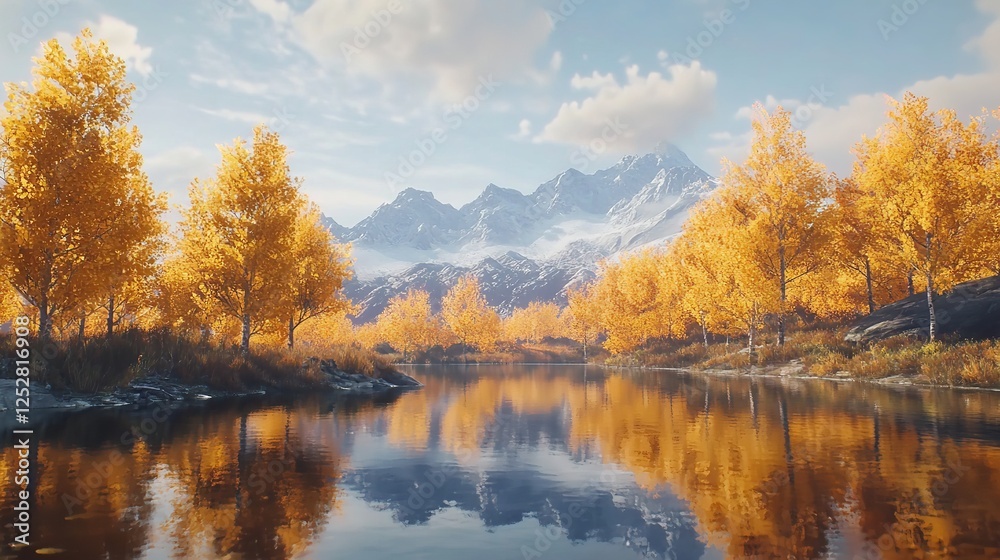 3D render of a sleek futuristic landscape with towering cliffs and calm water, combined with a modern minimal background and sunrise lighting 3D render of a sleek futuristic landscape with towering cliffs and calm water, combined with a modern minimal background and sunrise lighting
