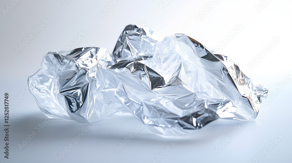 Stretched cellophane banner, realistic crumpled or folded texture vector illustration. Clear transparent polyethylene top of plastic container, tape or elastic wrapping paper for food or snacks bag