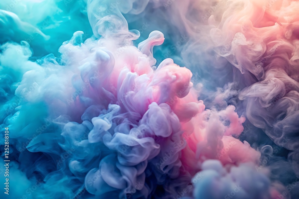 Fototapeta premium Colorful cloud of smoke with pink, blue, and purple swirls