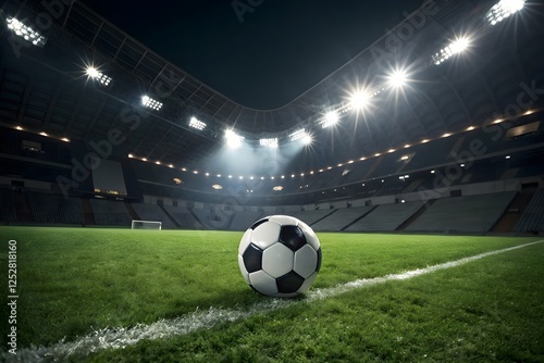Spectacular Soccer Field at Night with Bright Stadium Lights