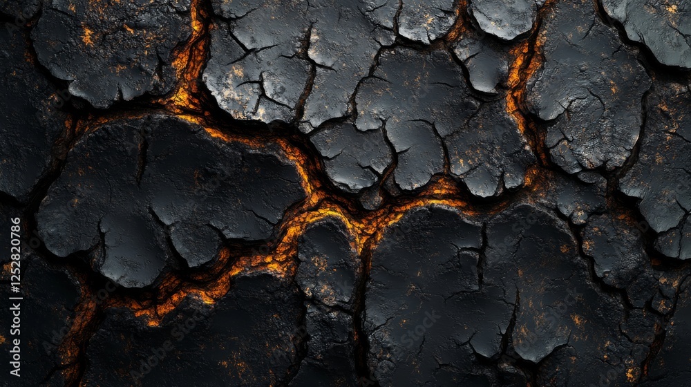 Volcanic Veins, A Macro Perspective of Cracked Earth Radiating Intense Heat Volcanic Veins, A Macro Perspective of Cracked Earth Radiating Intense Heat