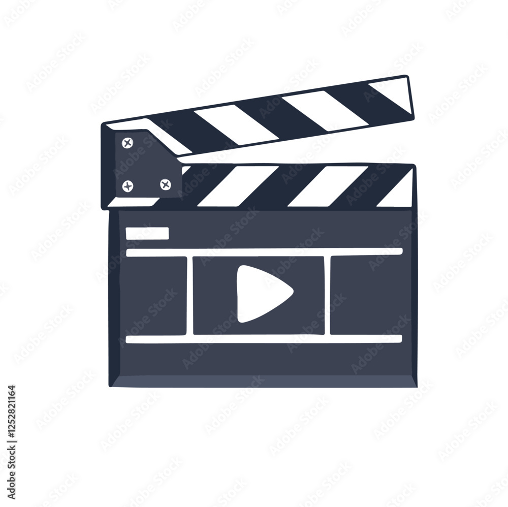 Fototapeta premium Movie clapperboard, director, film symbol, vector illustration