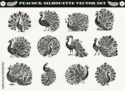 Peacock Silhouette Vector Set: Stunning Designs for Your Projects