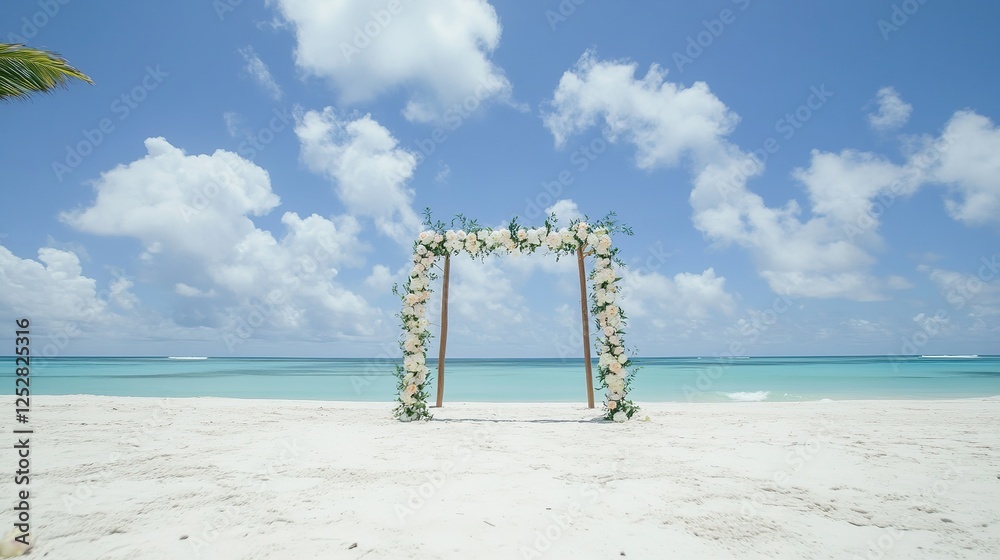 Intimate Wedding on the Beach: Beautiful Flower Decorations Captured from the Back Intimate Wedding on the Beach: Beautiful Flower Decorations Captured from the Back