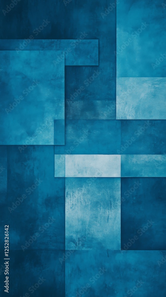 Naklejka premium Abstract geometric pattern in blue tones, textured background. Modern art and design concept