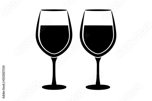 2 wineglass in toast silhouette,wineglass silhouette vector icon