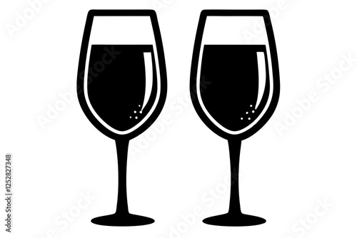 2 wineglass in toast silhouette,wineglass silhouette vector icon