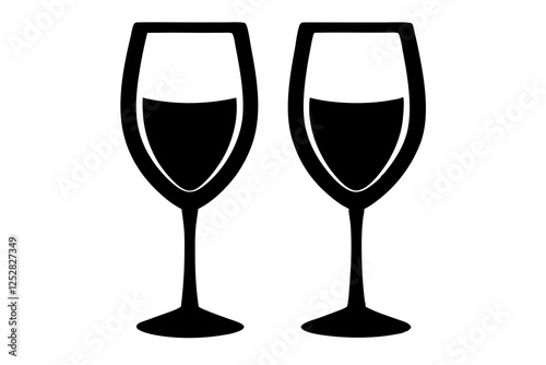 2 wineglass in toast silhouette,wineglass silhouette vector icon