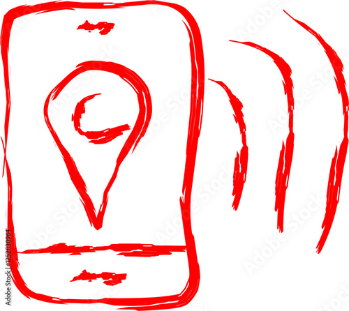 mobile GPS icon in Doodle style