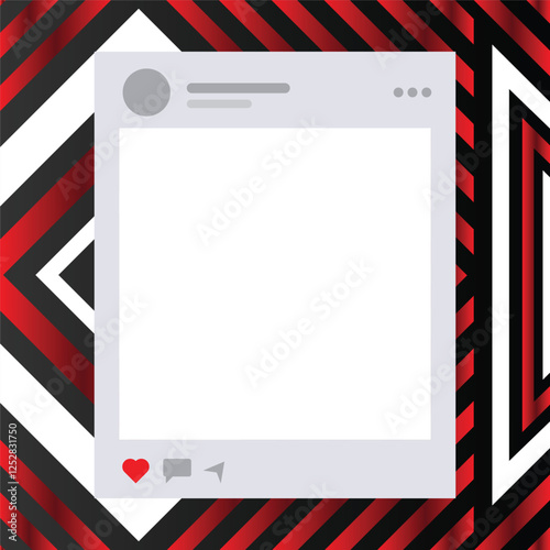 Social Media Post Mockup with Geometric Background and Transparent Placeholder