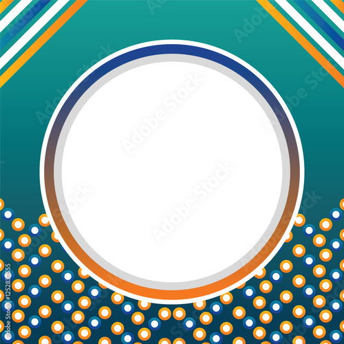 Colorful Abstract Background with Circular Frame and Geometric Patterns