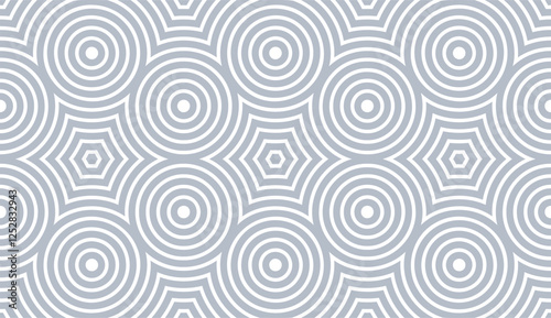 Abstract Seamless Geometric Circles and Hexagons Pattern. 