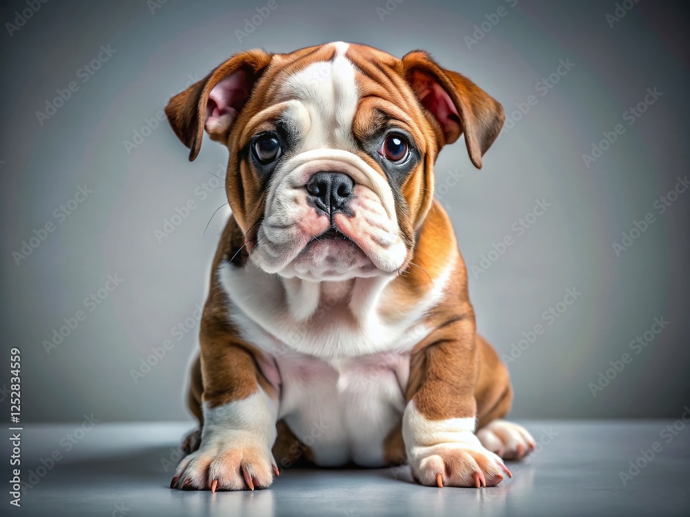 Adorable English Bulldog Puppy Isolated, White Background Stock Photo Adorable English Bulldog Puppy Isolated, White Background Stock Photo