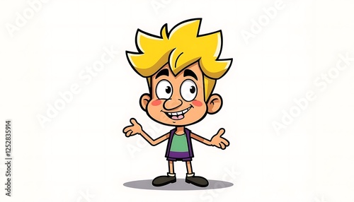 Cartoon Character With Spiky Yellow Hair Drawing