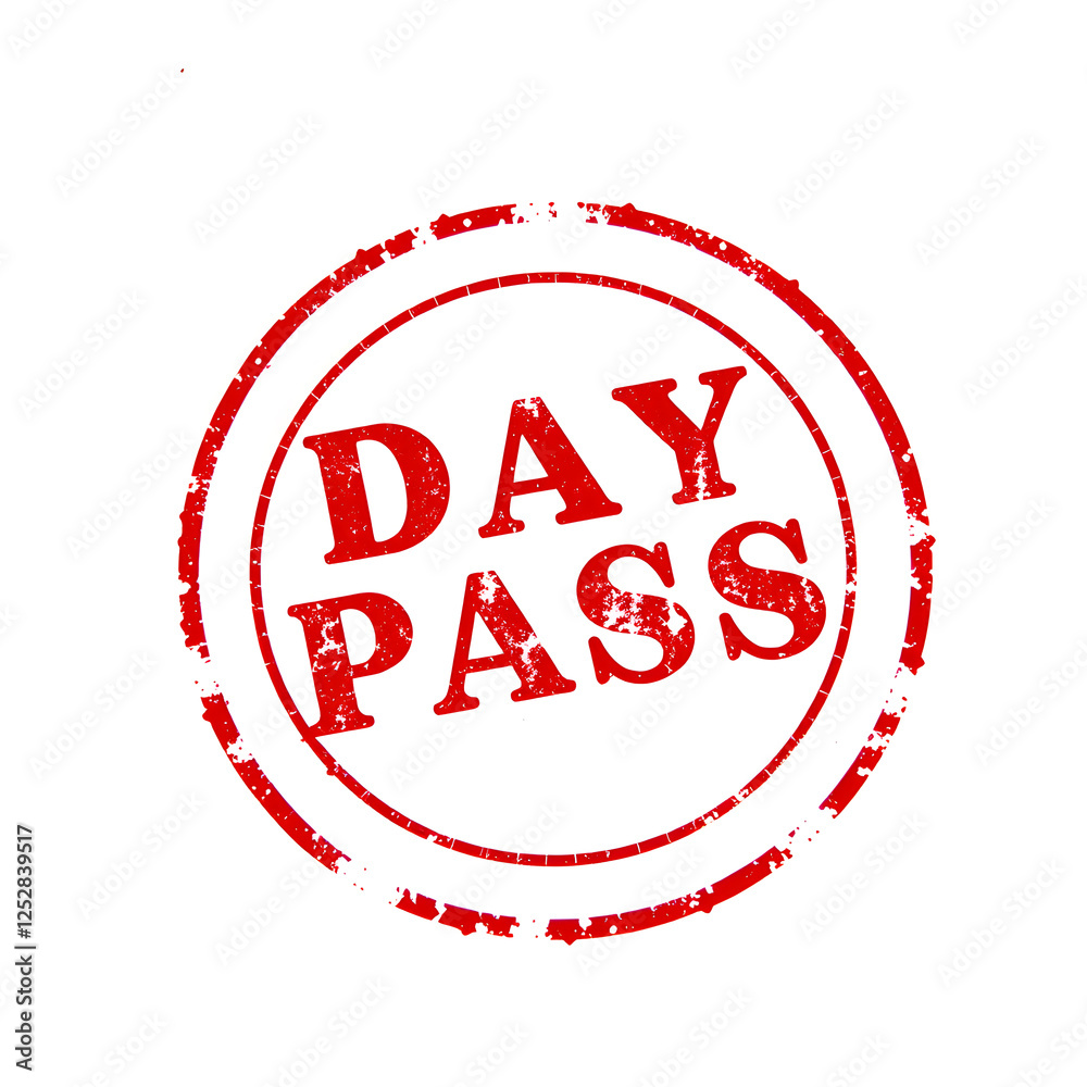 Day Pass text stamp red rubber stamp on white background. Generative AI Day Pass text stamp red rubber stamp on white background. Generative AI