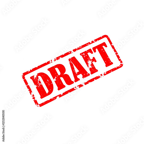 Draft text stamp red rubber stamp on white background. Generative AI