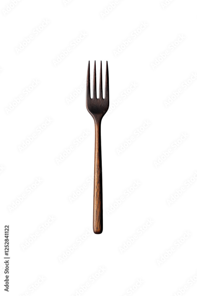 Single fork against a black background, highlighting its rustic texture and simplicity. Single fork against a black background, highlighting its rustic texture and simplicity.