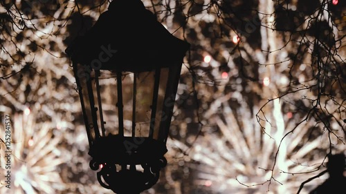 Street Light, Street Lamp, Central London NYE, New Year's Eve, Horse Guards Road, Westminster At Night, England, United Kingdom