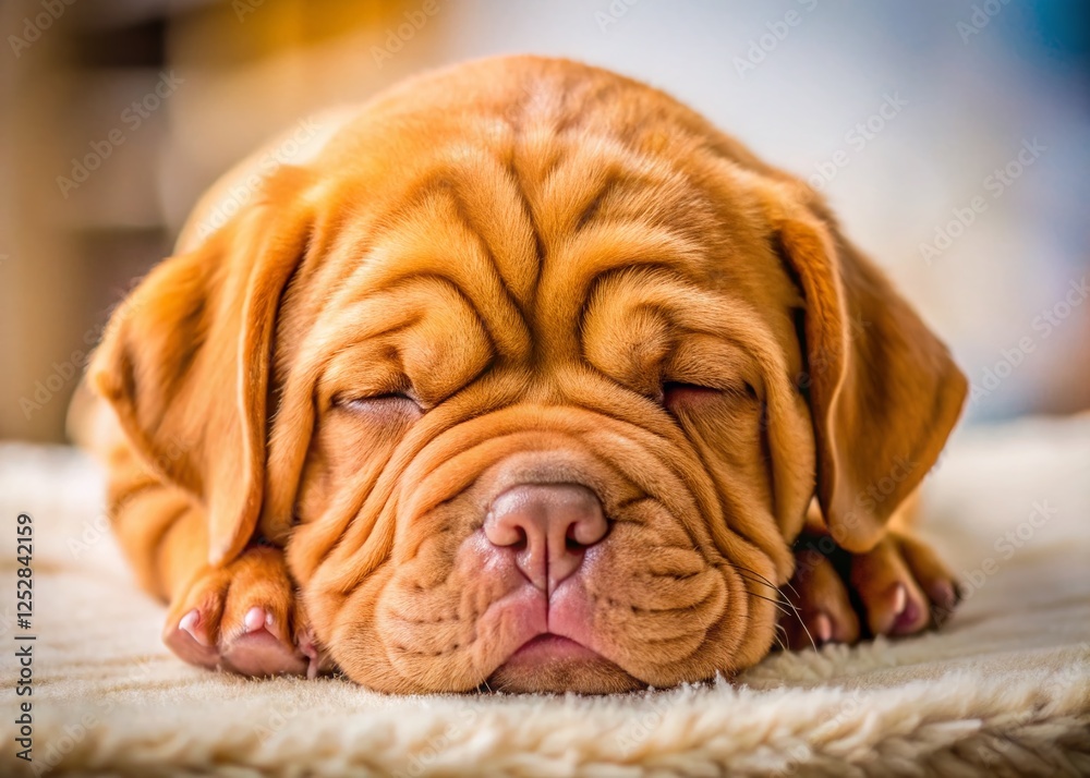 Adorable Sleepy French Mastiff Puppy Close-Up - Tilt-Shift Photography Adorable Sleepy French Mastiff Puppy Close-Up - Tilt-Shift Photography