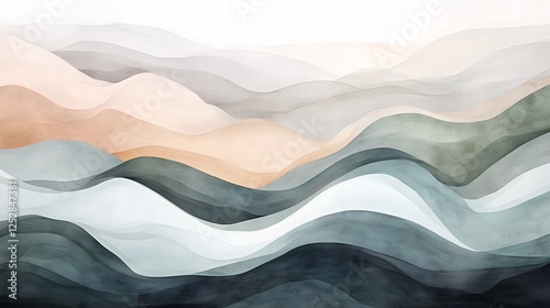 Abstract Pastel Mountain Range Landscape Art