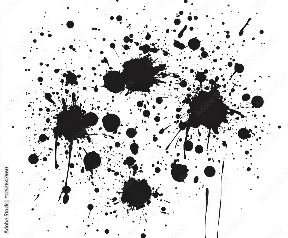 Abstract ink splatters on white background.  Possible use for design elements