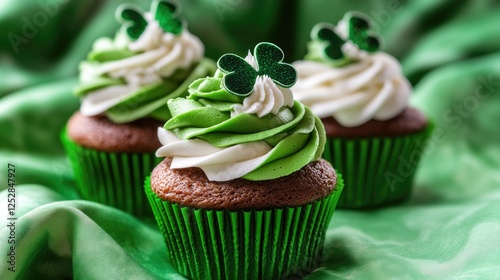 Wallpaper Mural Decorative cupcakes with green frosting and shamrock adornments, perfect for St Patrick's Day celebrations. Torontodigital.ca
