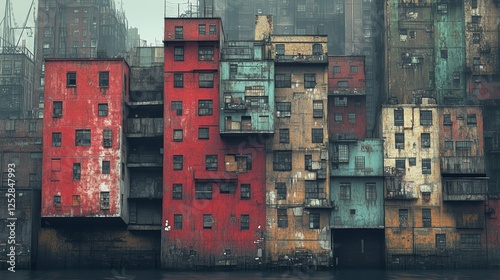 Vertical settlements in rust colored cities photo